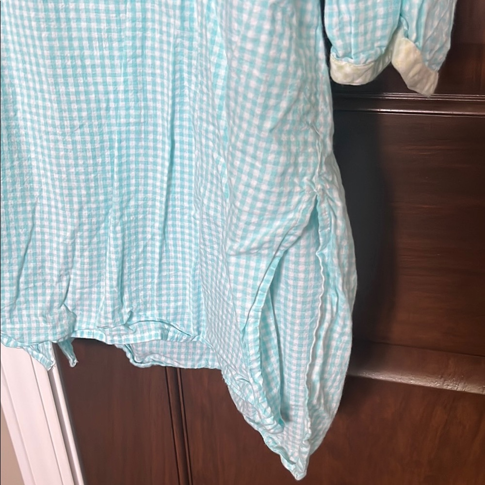 Cherokee Light Blue Checkered Pajama Shirt - Picture 4 of 7